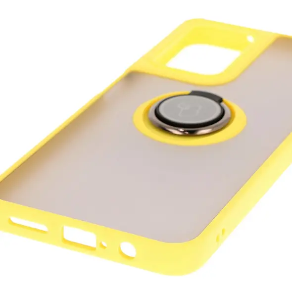 Bizon Case Hybrid Ring Motorola Moto G35 5G smoky with a yellow frame