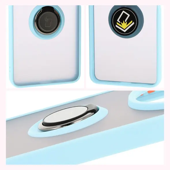 Bizon Case Hybrid Ring Xiaomi Redmi 14C 4G / POCO C75 smoky with a light blue frame