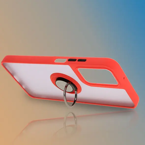 Bizon Case Hybrid Ring Motorola Moto G35 5G smoky with a red frame