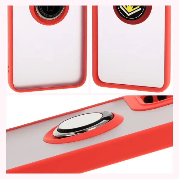 Bizon Case Hybrid Ring Motorola Moto G55 5G smoky with a red frame
