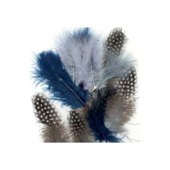 Vrige Fjer marabou mix 18stk petroleum nuancer 14002865 8716659090010