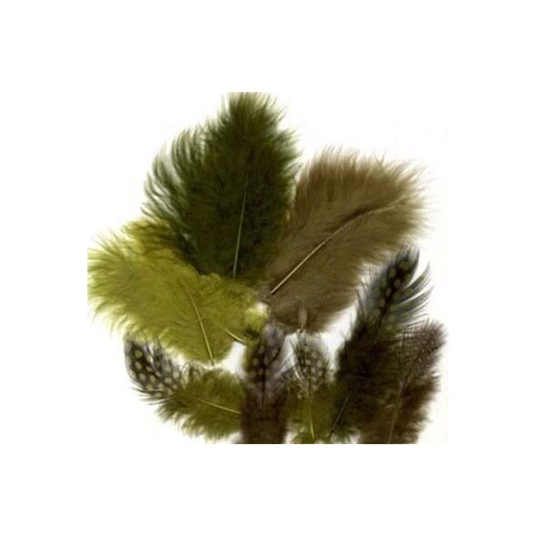 Vrige Fjer marabou mix 18stk petroleum nuancer 14002865 8716659090010