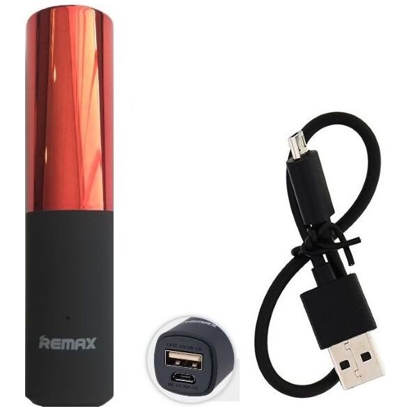 Powerbank Remax Power Bank Remax LipMax 2400mAh - Lūpdažis, Raudonas