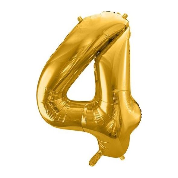 Party Deco Balon foliowy Cyfra "4", 86cm, złoty uniwersalny