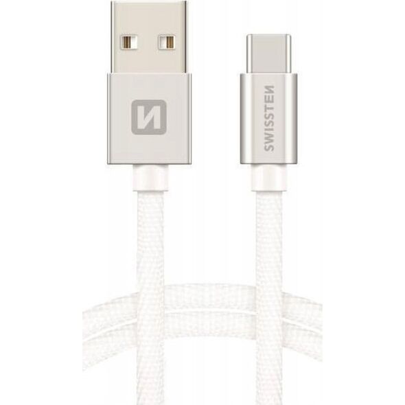 Καλώδιο Swissten Universalus Swissten Textile USB-C 3.1, 2.0 m, sidabrinės spalvos 5607975 8595217455351