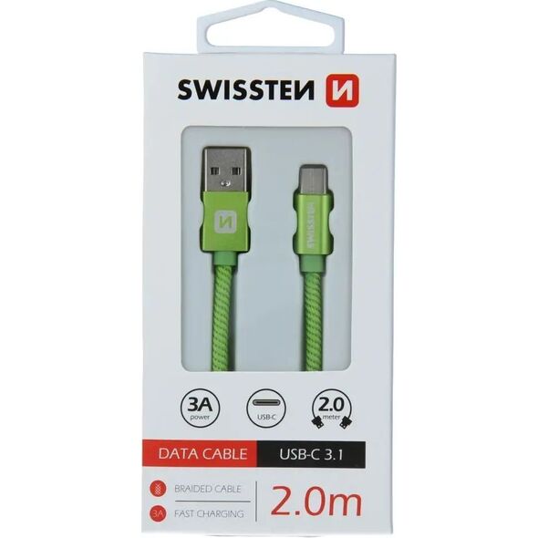 Καλώδιο Swissten Universalus Swissten Textile USB-C 3.1, 2.0 m, sidabrinės spalvos 5607975 8595217455351