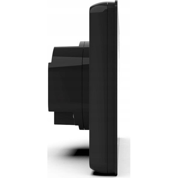 Tech Przewodowy regulator ST-293z v3 czarny, pokojowy dwustanowy zasilany 230V szklany podtynkowy