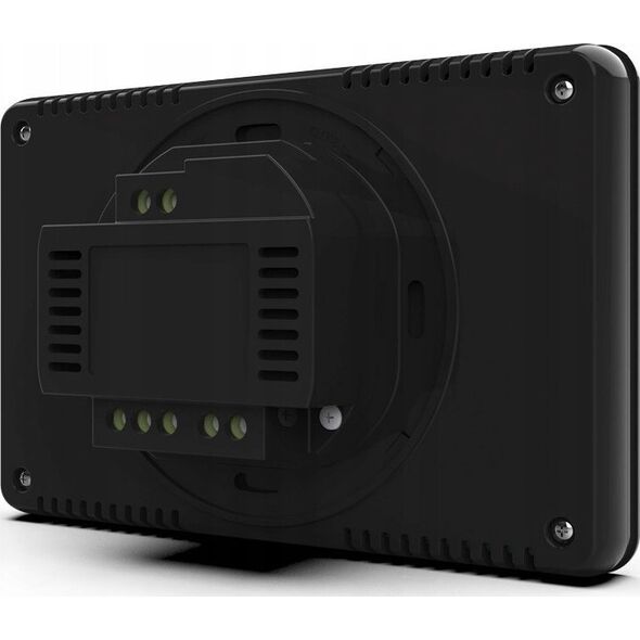 Tech Przewodowy regulator ST-293z v3 czarny, pokojowy dwustanowy zasilany 230V szklany podtynkowy