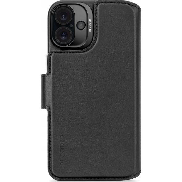Decoded Decoded Leather Detachable Wallet - skórzana obudowa ochronna do iPhone 16 Plus kompatybilna z MagSafe (black)