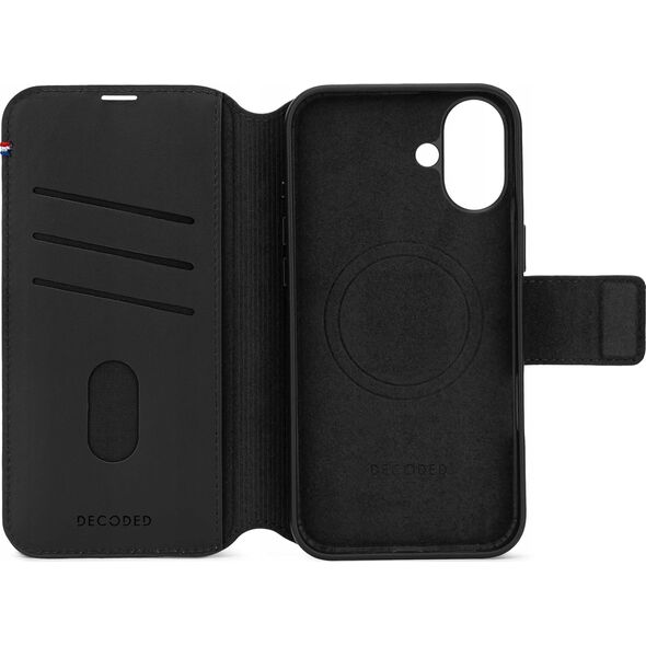 Decoded Decoded Leather Detachable Wallet - skórzana obudowa ochronna do iPhone 16 Plus kompatybilna z MagSafe (black)
