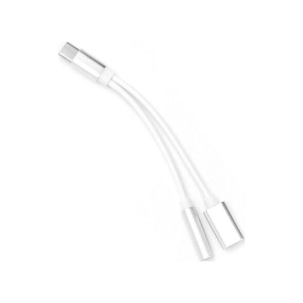 Adapter USB USB-C - Jack 3.5mm + USB-C Biały  (3923)