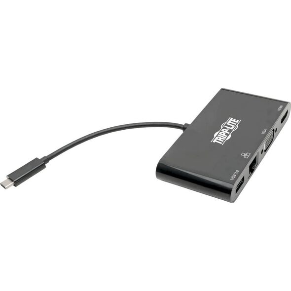 Wieloportowy adapter USB-C 4K HDMI, VGA, USB-A, GbE, HDCP U444-06N-HV4GUB Czarny