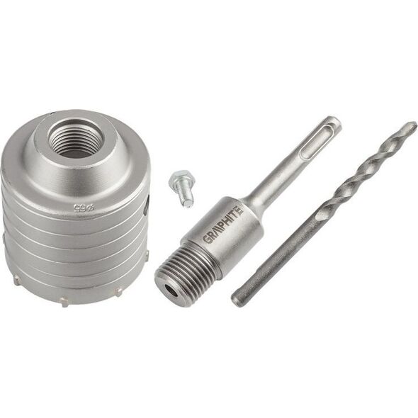 Graphite OTWORNICA WIDIOWA 65MM Z ADAPTEREM SDS+ ORAZ WIERTŁEM PILOTUJĄCYM GRAPHITE