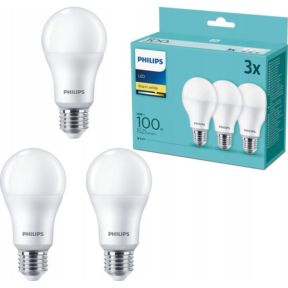 Philips Philips LED Lamp E27 3-Pack 100W 2700K