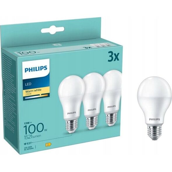 Philips Philips LED Lamp E27 3-Pack 100W 2700K