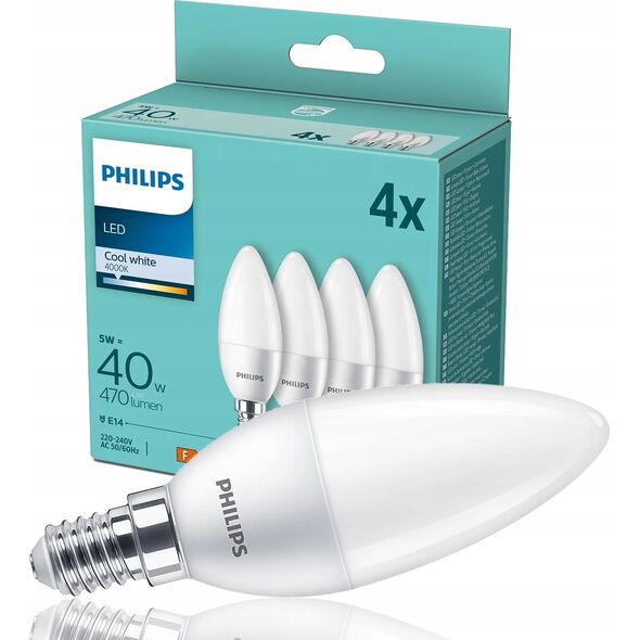 Philips Philips LED Lamp E14 4-Pack candle     40W 4000K