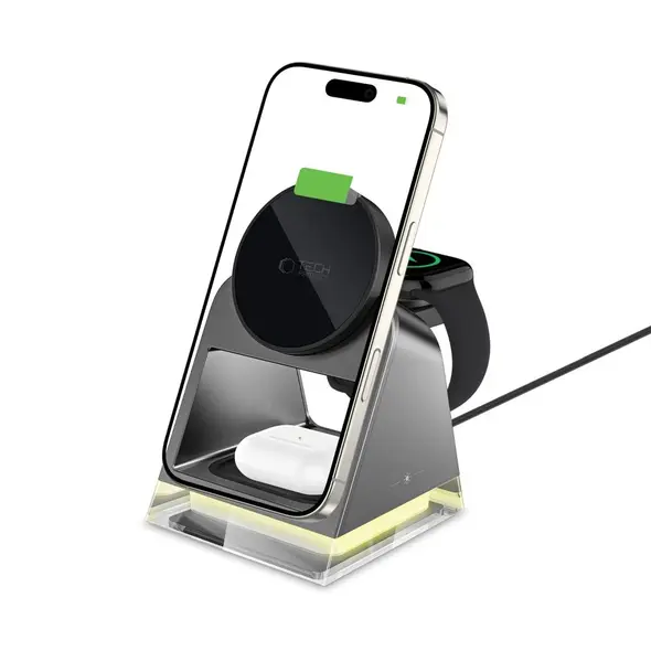 Tech-Protect QI15W-A43 3in1 Magnetic MagSafe Wireless Charger Black