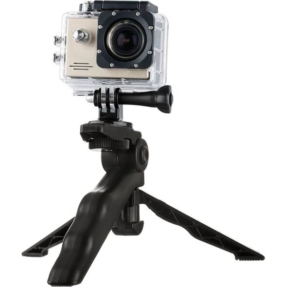 Hurtel Uchwyt z mini statywem do kamer sportowych GoPro SJCAM czarny uniwersalny