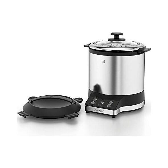 WMF Kuchenka do gotowania ryżu WMF mini (220 W, z pudełkiem na lunch, parowcem, oszczędzająca miejsce, wewnętrzna doniczka z pokrywką na wynos (1,0 l)) cromargan mat