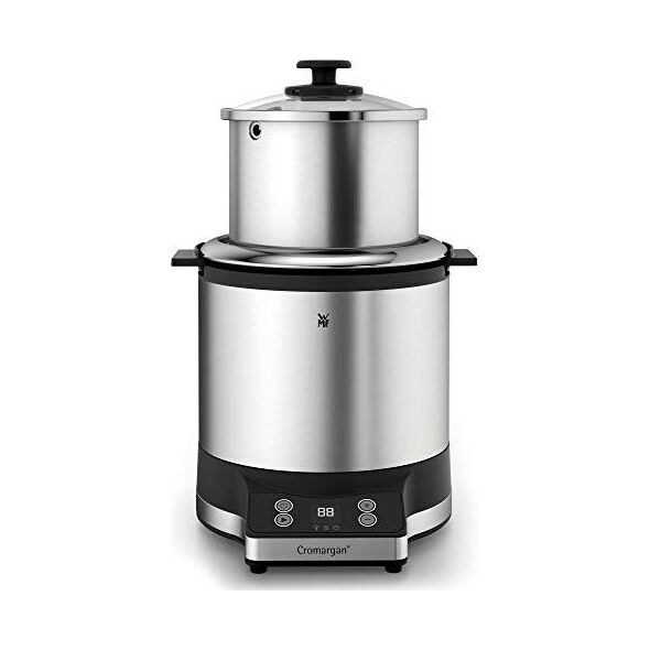 WMF Kuchenka do gotowania ryżu WMF mini (220 W, z pudełkiem na lunch, parowcem, oszczędzająca miejsce, wewnętrzna doniczka z pokrywką na wynos (1,0 l)) cromargan mat