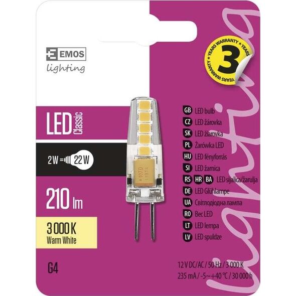 Emos Żarówka LED 2W G4 210lm 3000K CLASSIC ZQ8620 - ZQ8620