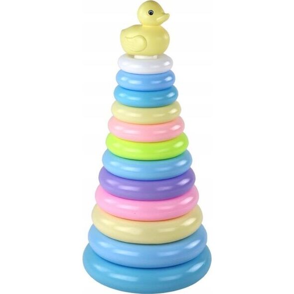 LeanToys Piramidka Kaczuszka Układanka 12 Kółek 39cm x 17,5cm x 17,5cm