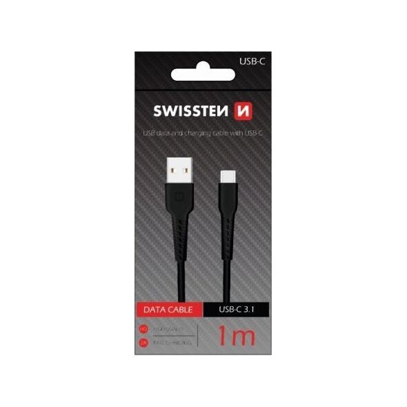 Kabel USB Swissten Swissten Basic Universāls Quick Charge 3.1 USB-C Datu un Uzlādes Kabelis 1m Melns