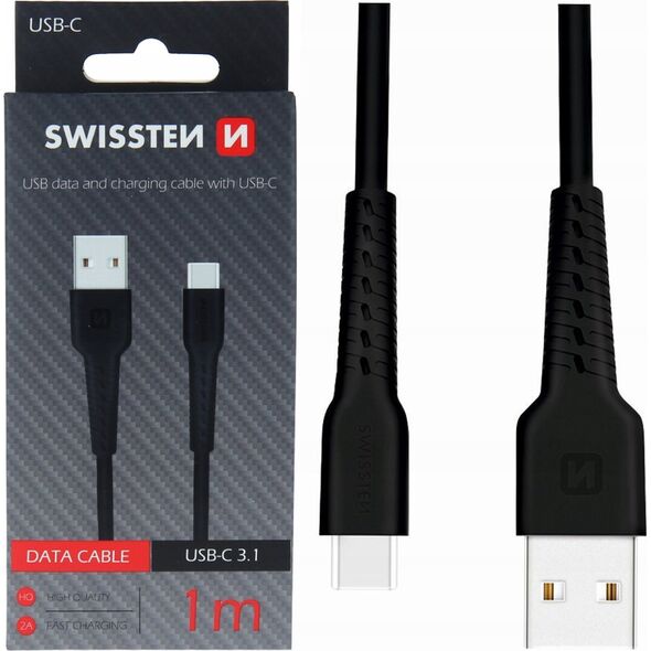 Kabel USB Swissten Swissten Basic Universāls Quick Charge 3.1 USB-C Datu un Uzlādes Kabelis 1m Melns