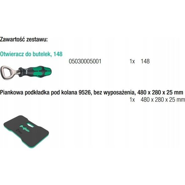 Zestaw narzędzi Wera ZESTAW Z PODKÅADKÄ POD KOLANA SET 2 9516, 2CZ.