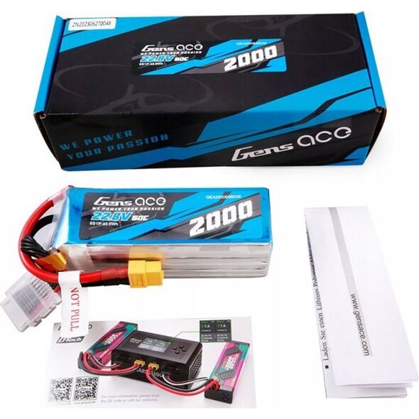 Gens Ace Akumulator Gens ace 2000mAh 22.8V 60C 6S1P High Voltage Lipo z konektorem XT60 Plug