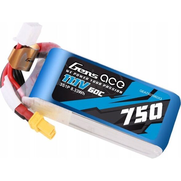 Gens Ace Akumulator Gens Ace 750mAH 11.1V 60C 3S1P Lipo z konektorem XT30