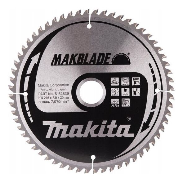 Makita MAKITA PIŁA TARCZOWA  216x30x60z MAKBLADE DREWNO