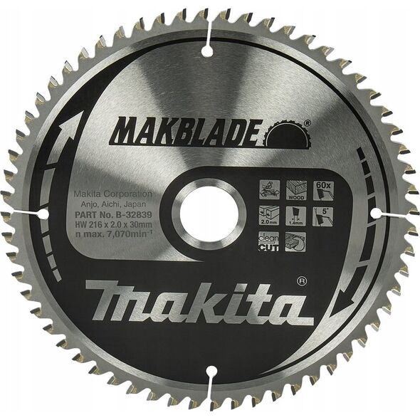Makita MAKITA PIŁA TARCZOWA  216x30x60z MAKBLADE DREWNO