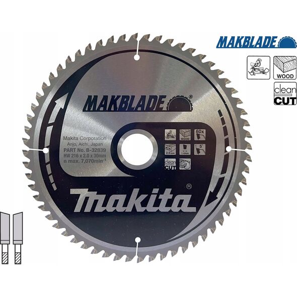 Makita MAKITA PIŁA TARCZOWA  216x30x60z MAKBLADE DREWNO