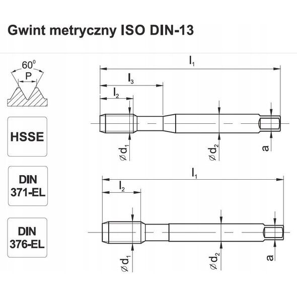 Fanar GWINTOWNIK M 8 DIN-371B EL (6H) HSSE 800