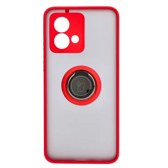 Bizon Case Hybrid Ring Motorola Moto G84 5G smoky with a red frame