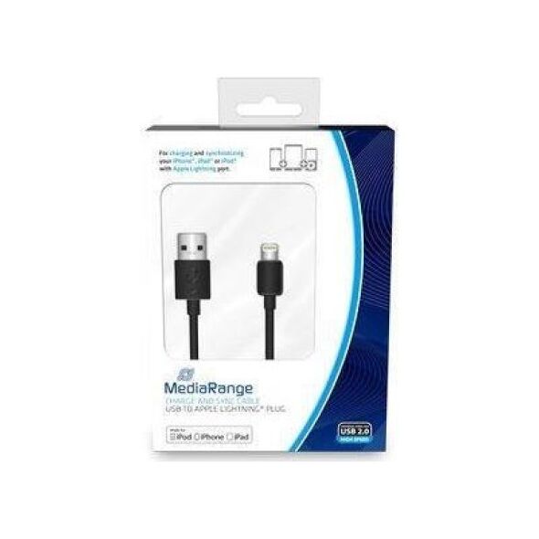 Kabel USB MediaRange USB-A - Lightning 1 m Czarny (MRCS137)