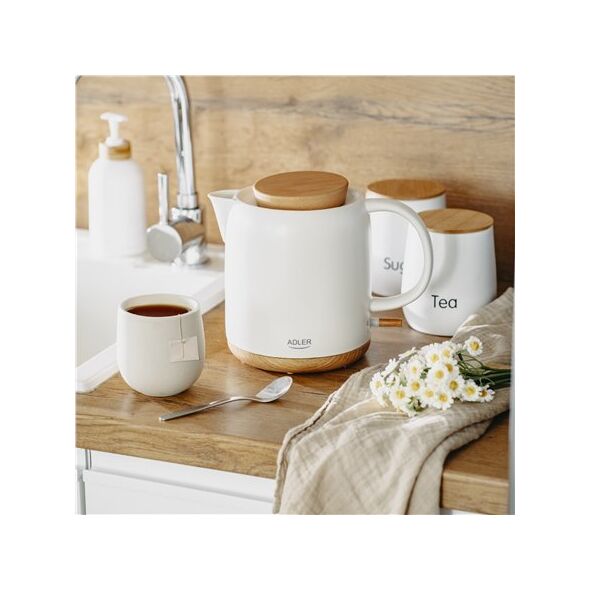 Adler Electric Kettle | AD 1304 | Electric | 1200 W | 1 L | Ceramic | 360 rotational base | White one size