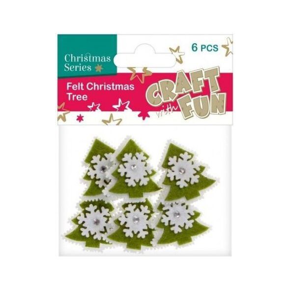 Craft with Fun Ozdoba dekoracyjna filc choinki, 6 elementów