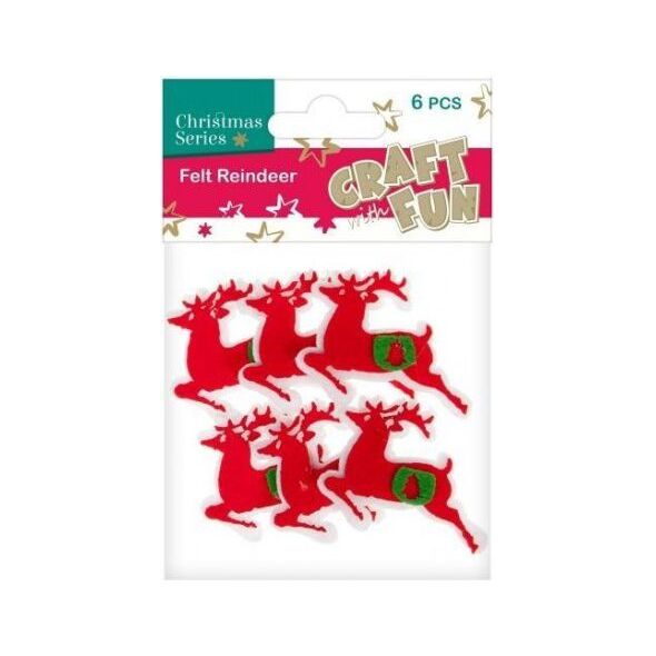 Craft with Fun Ozdoba dekoracyjna filc renifery, 6 elementów