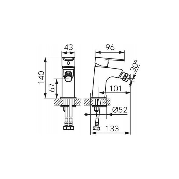 Bateria bidetowa Ferro BTR6 / FERRO / RITTO / BATERIA BIDET STOJĄCA, CHROM /