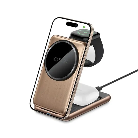 Tech-Protect QI15W-A42 3in1 Magnetic MagSafe Wireless Charger Desert Gold