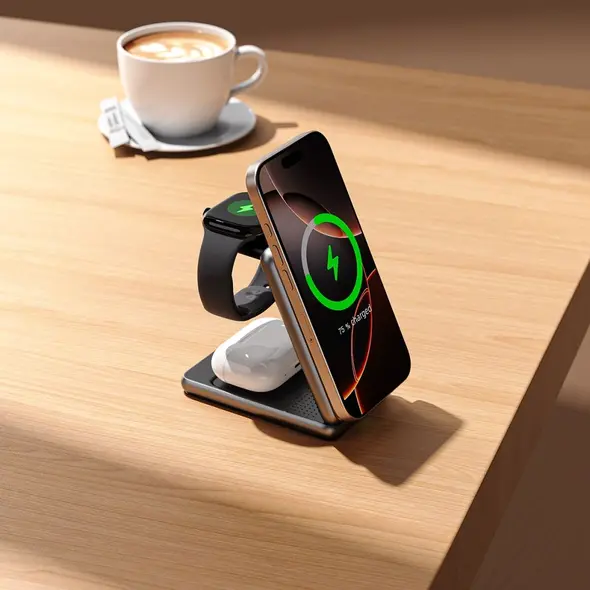 Tech-Protect QI15W-A42 3in1 Magnetic MagSafe Wireless Charger Desert Gold