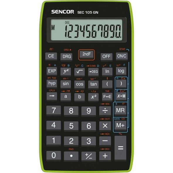 Kalkulator Sencor Kalkulator Sencor, SEC 105 GN, czarna, szkolny, 10 cyfr, zielona ramka - SEC 105 GN