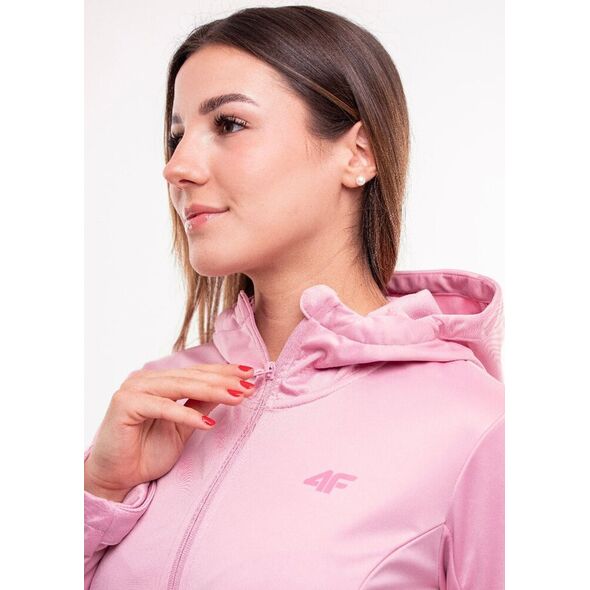 4f Kurtka przejściowa softshell z kapturem damska 4F F215 różowa 4FWSS24TSOFF215 56S S
