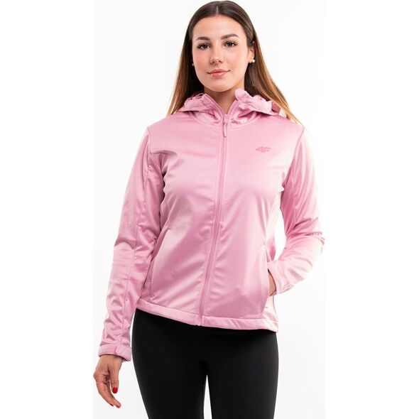 4f Kurtka przejściowa softshell z kapturem damska 4F F215 różowa 4FWSS24TSOFF215 56S M