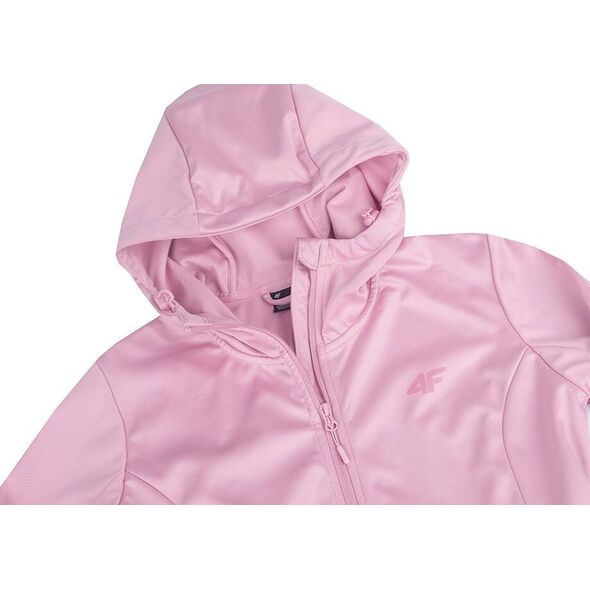 4f Kurtka przejściowa softshell z kapturem damska 4F F215 różowa 4FWSS24TSOFF215 56S M