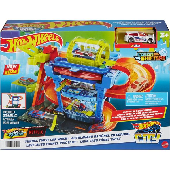 Mattel Hot Wheels City Tunnel Twist car wash, play building