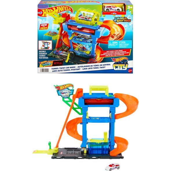 Mattel Hot Wheels City Tunnel Twist car wash, play building