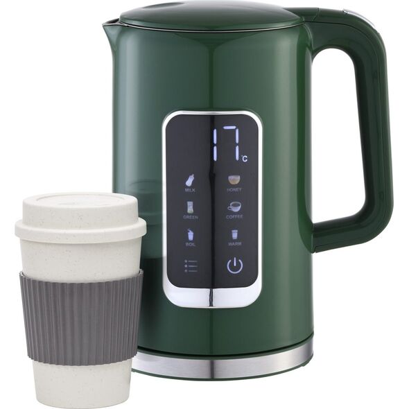 Czajnik Platinet PLATINET CZAJNIK KETTLE LCD DISPLAY 1,7L 5 TEMPERATURE SETTINGS + 450 ML TRAVEL MUG, OLIVE GREEN [45977]